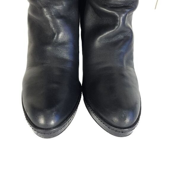 Stuart Weitzman Women's US7,5-8 Black Leather Buckle Heel PullOn Over Knee Boots - Picture 4 of 15